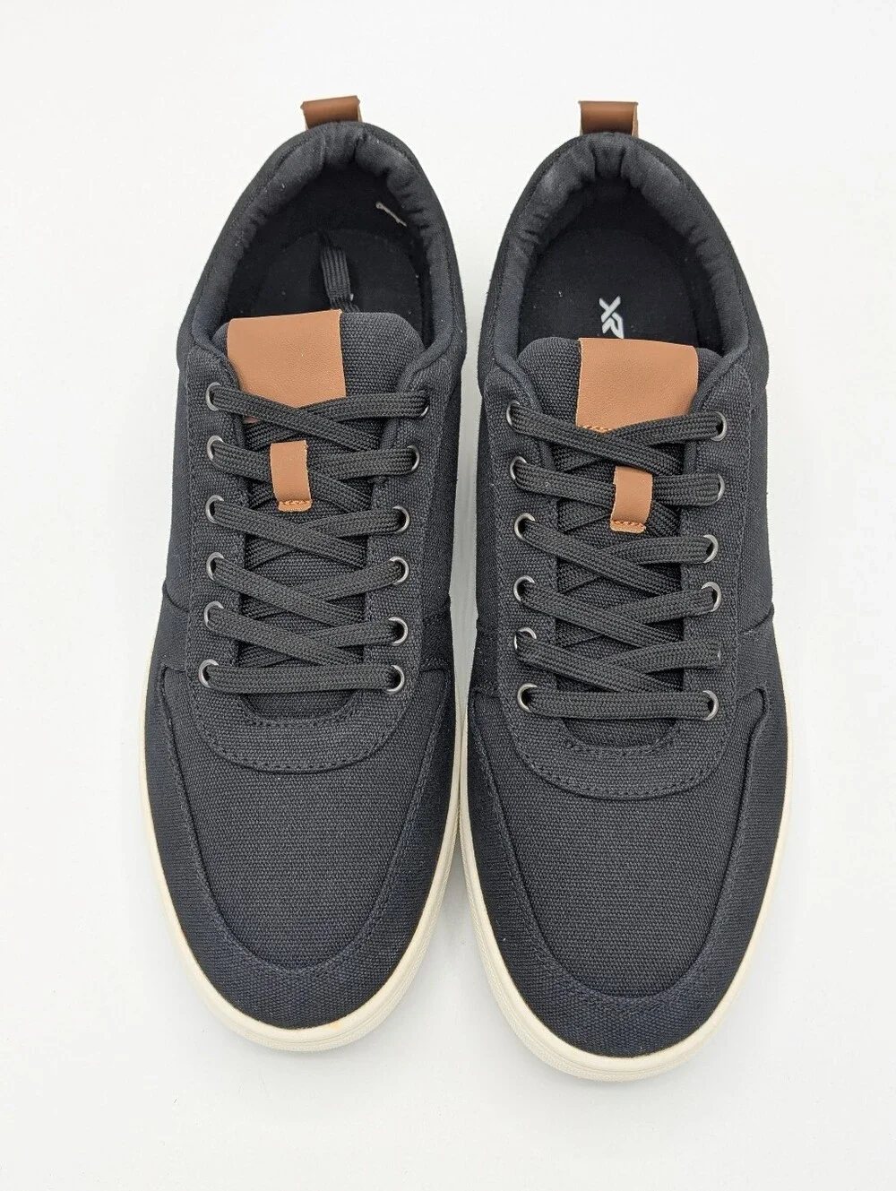 XRay Sneakers Men's 11 Black Canvas Low-Top  Brown Accents Lace-Up Monty Shoes